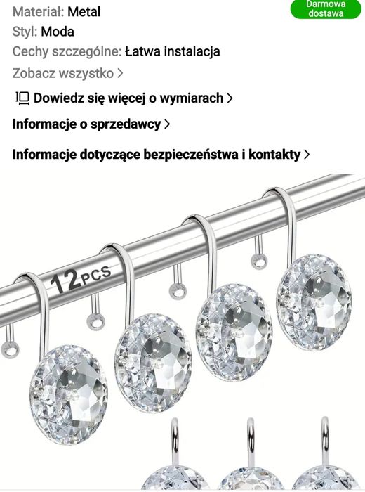 Haczyki do zasłon 12 szt