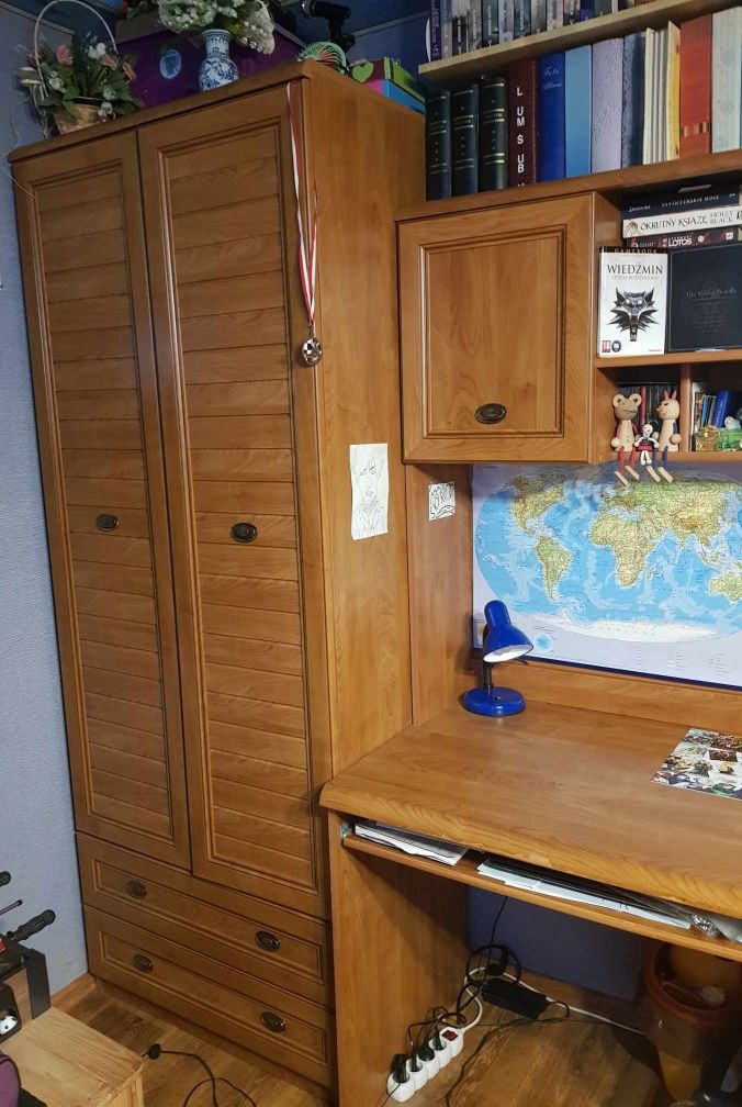 Zestaw mebli meblościanka szafa regał szafka biurko