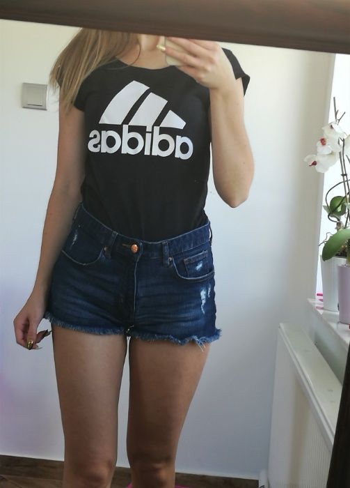 T-shirt koszulka Adidas xs Czarna białe Logo