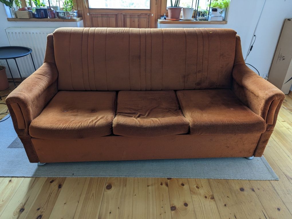 Kanapa rozkładana sofa tapczan łóżko wersalka PRL vintage