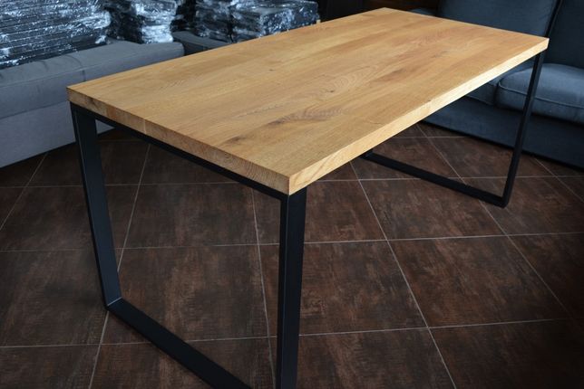 Stół dębowy Industrial loft metalowy jadalniany stolik kawowy ława