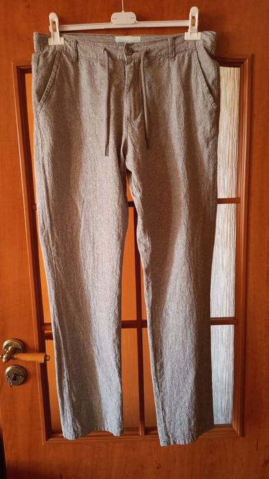 Linen Life  Niemieckie męskie spodnie lniano-bawełniane, 55% Len, M/L