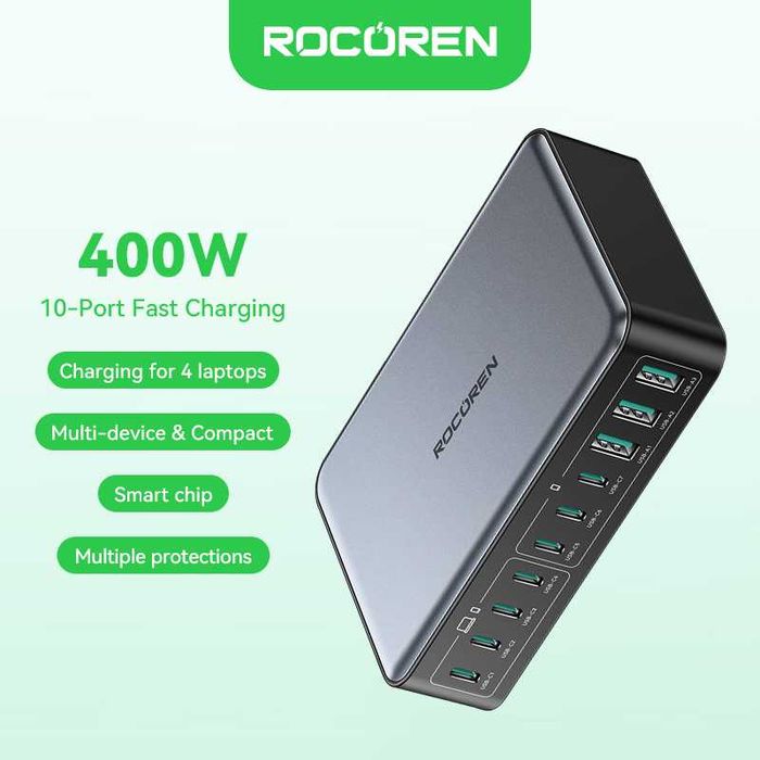 Rocoren 400w GaN3 зарядний пристрій Зарядка для ноутбука Блок живлення