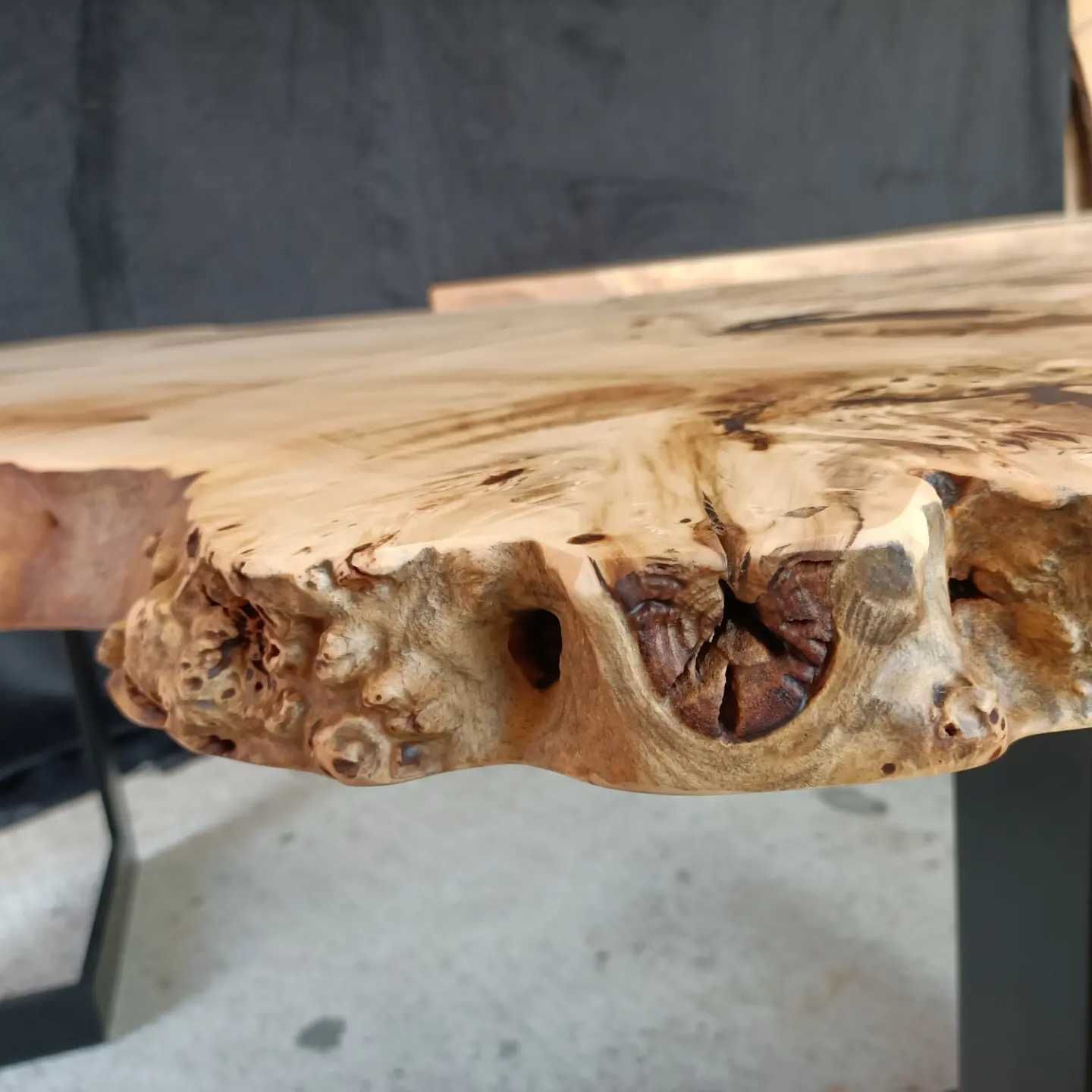 Stół z czeczoty loft design gotowy nie dębowy blat live edge Dostępny
