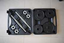 Kit / Conjunto Barras Halteres + Discos Pesos