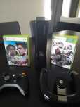 Xbox 360 com 1 comando, 1 volante e 2 jogos