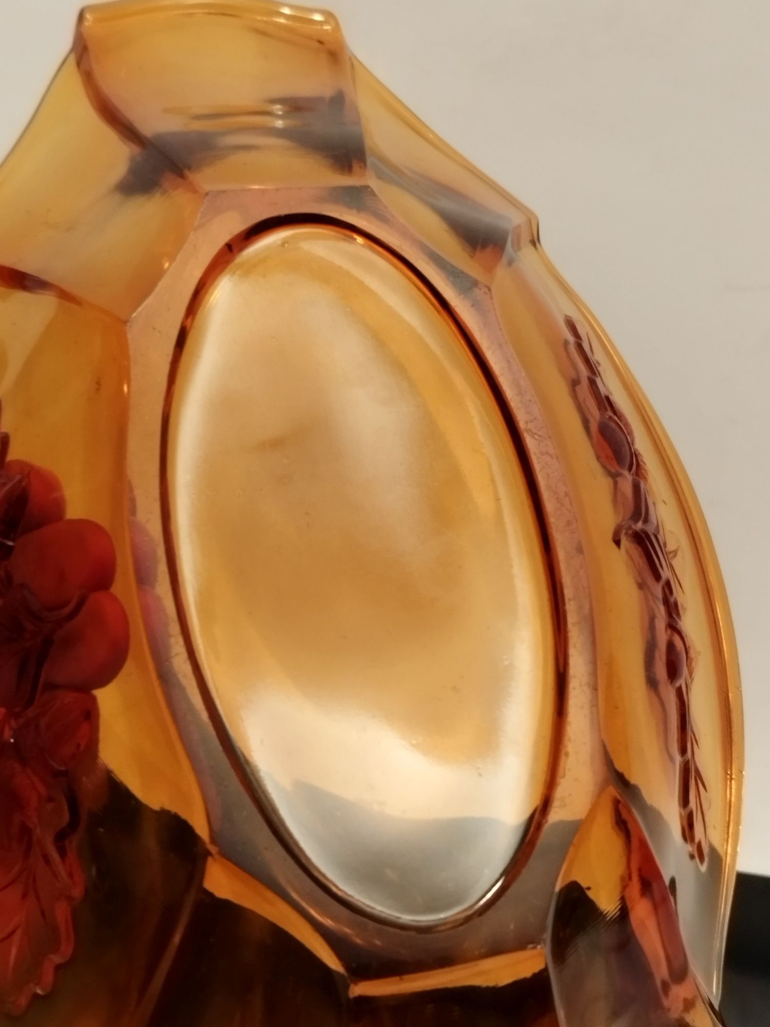 Bursztynowa żardiniera miodowa kolorowe szkło prl vintage retro prl