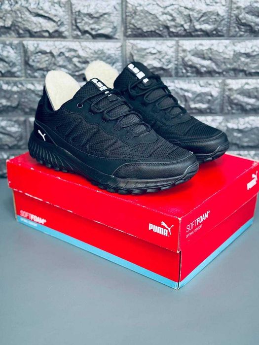 мужские зимние кроссовки puma черные непромокаемые кросовки пума