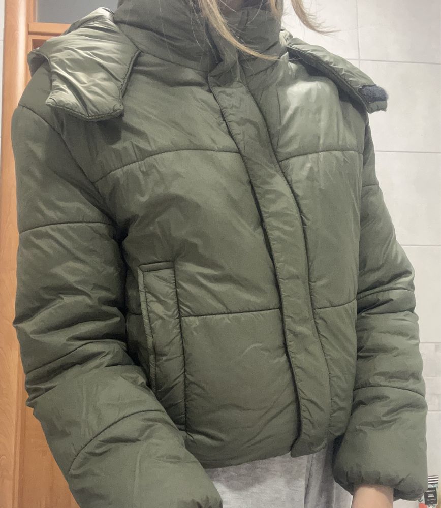 Жіноча укорочена куртка, хакі, xxs, демісезон