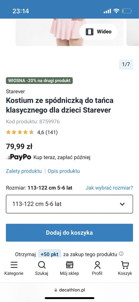 Strój baletnicy +ocieplacz 116 (decathlon)