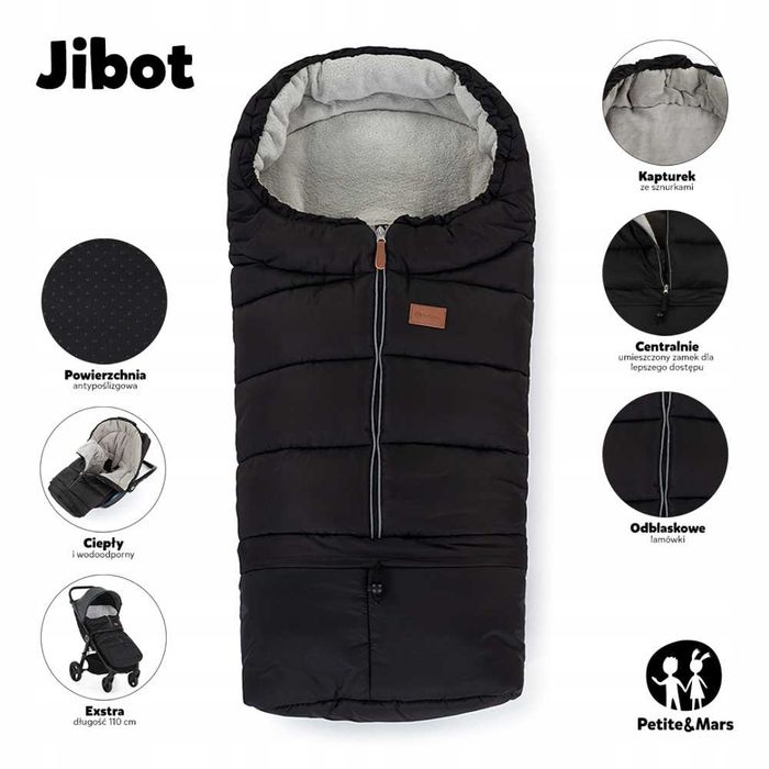 Zestaw Śpiworek do wózka przedłużany + Mufki na ręce kolor BLACK