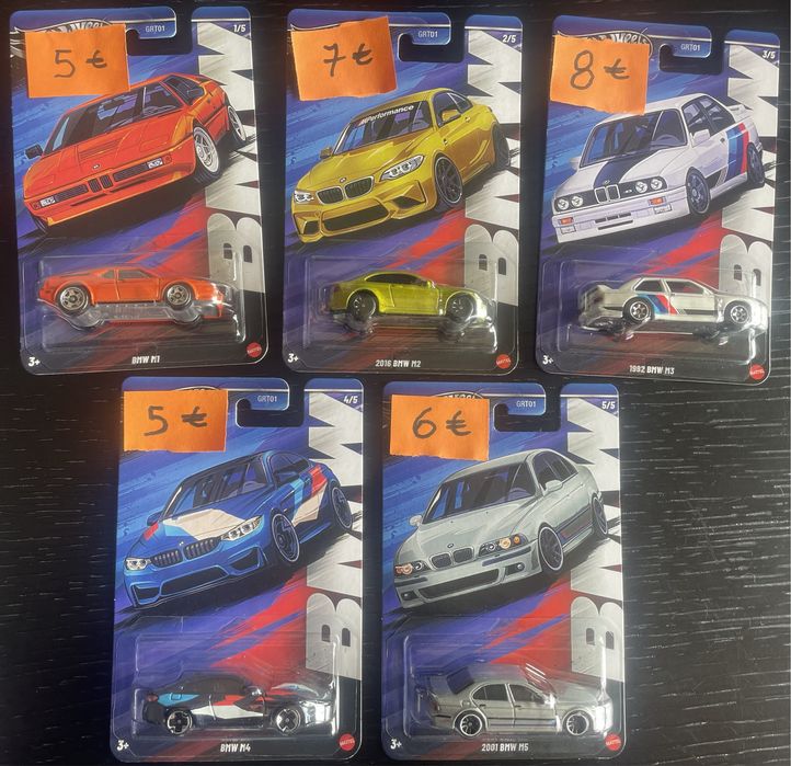 Hot wheels Pack BMW M1 M2 M3 M4 M5