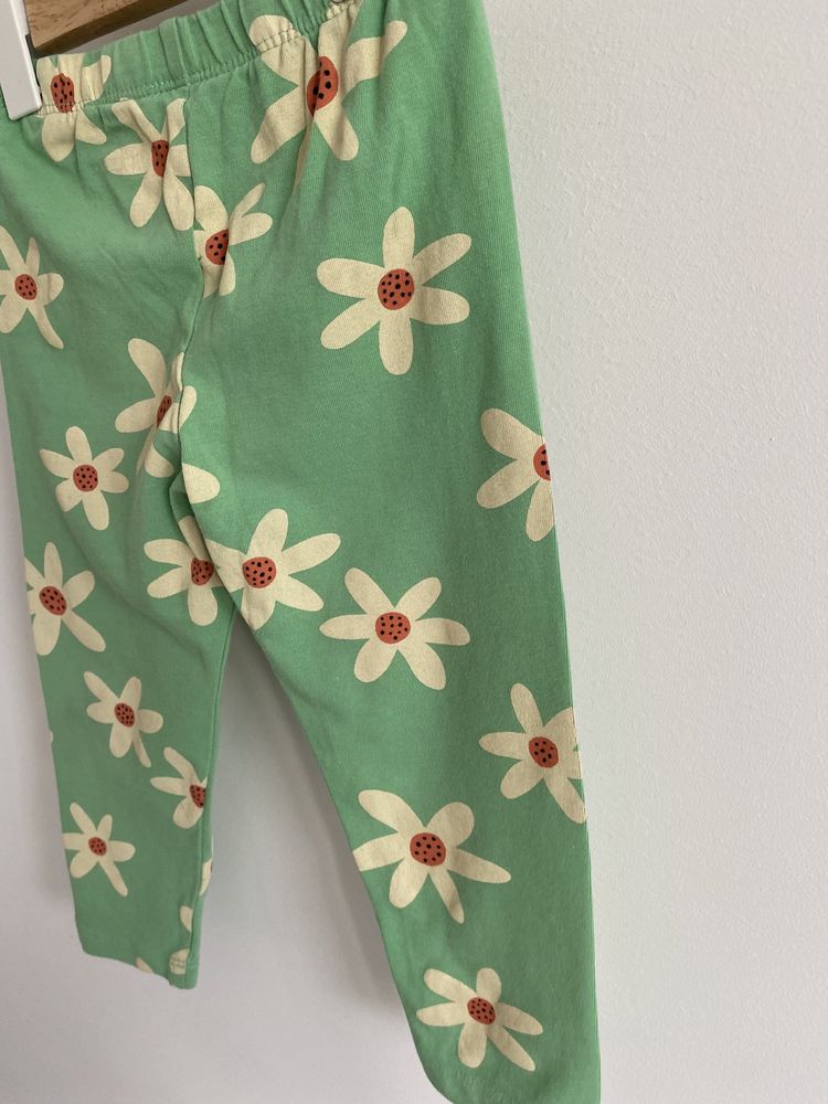 Legginsy lindex 80/86 zielone żółte kwiaty