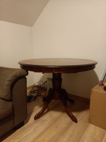 Stół drewniany okrągły średnica 105 cm, rozkładany