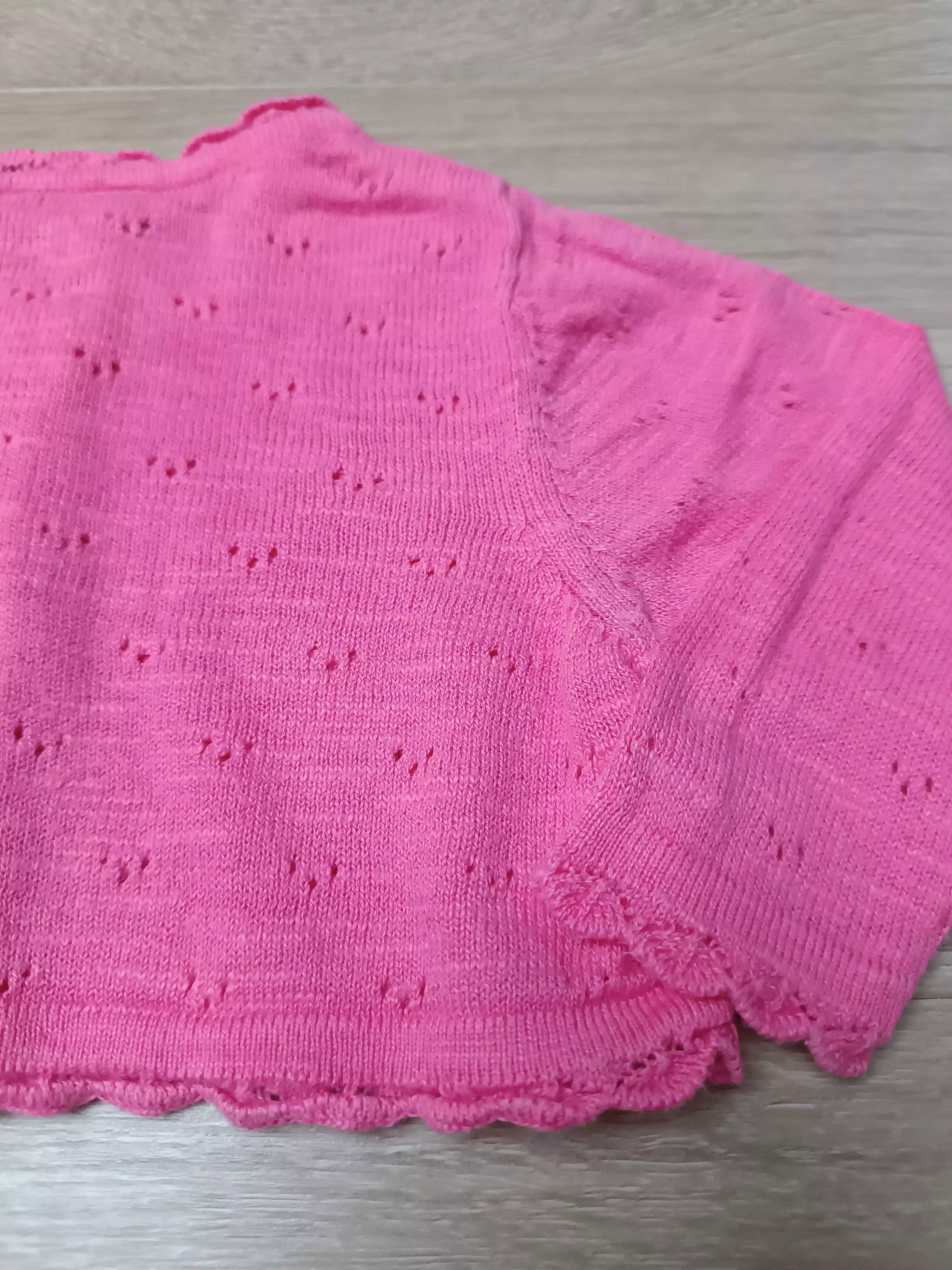 Ażurowy różowy sweterek kwiatki 'Next' 62