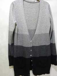 Sweter 100 % kaszmir r. L, kolory szarości i czarny