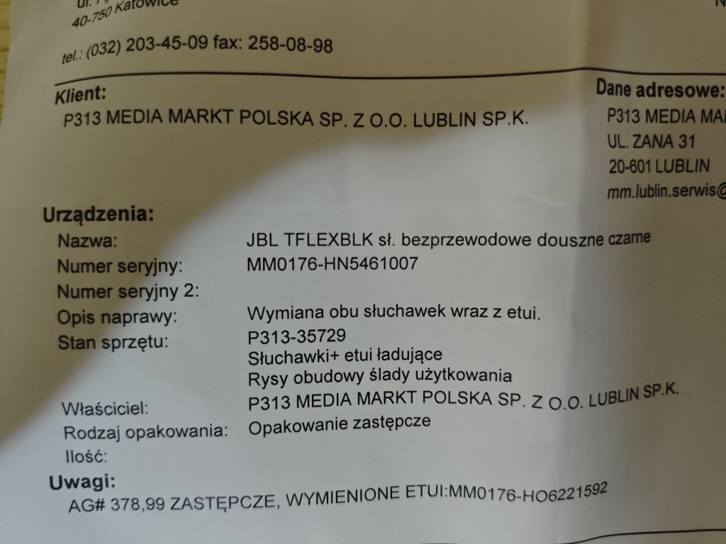 Słuchawki JBL Tune Flex Black Nowe (Wymianione na gwarancji)