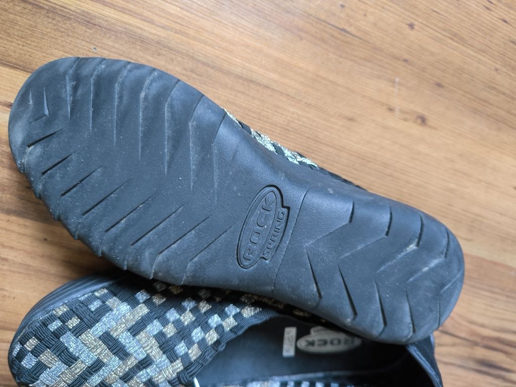 Rock Spring buty damskie 38 czarne złote srebrne wsuwane memory foam