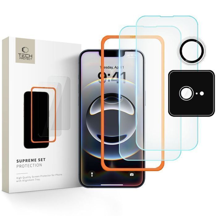 Szkło Hartowane Tech-Protect Supreme Easy Set+ 3-Pack Iphone 16E Clear