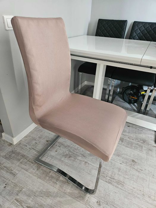 Pokrowce na krzesła elastyczne 4 sztuki beżowe cappuccino komplet