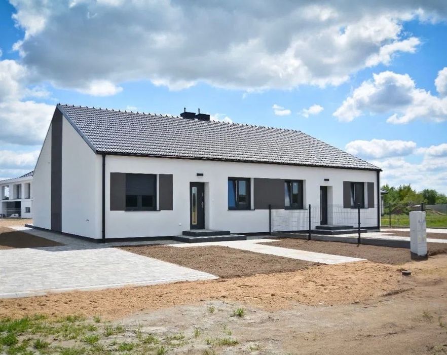 Nowy wygodny parterowy dom 77 m2 z ogrodem i tarasem