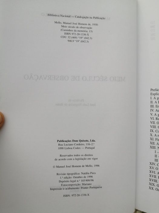 Meio Século de Observação de Manuel José Homem de Mello