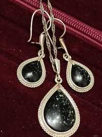 Zestaw biżuterii srebrnej z kamieniem księżycowym