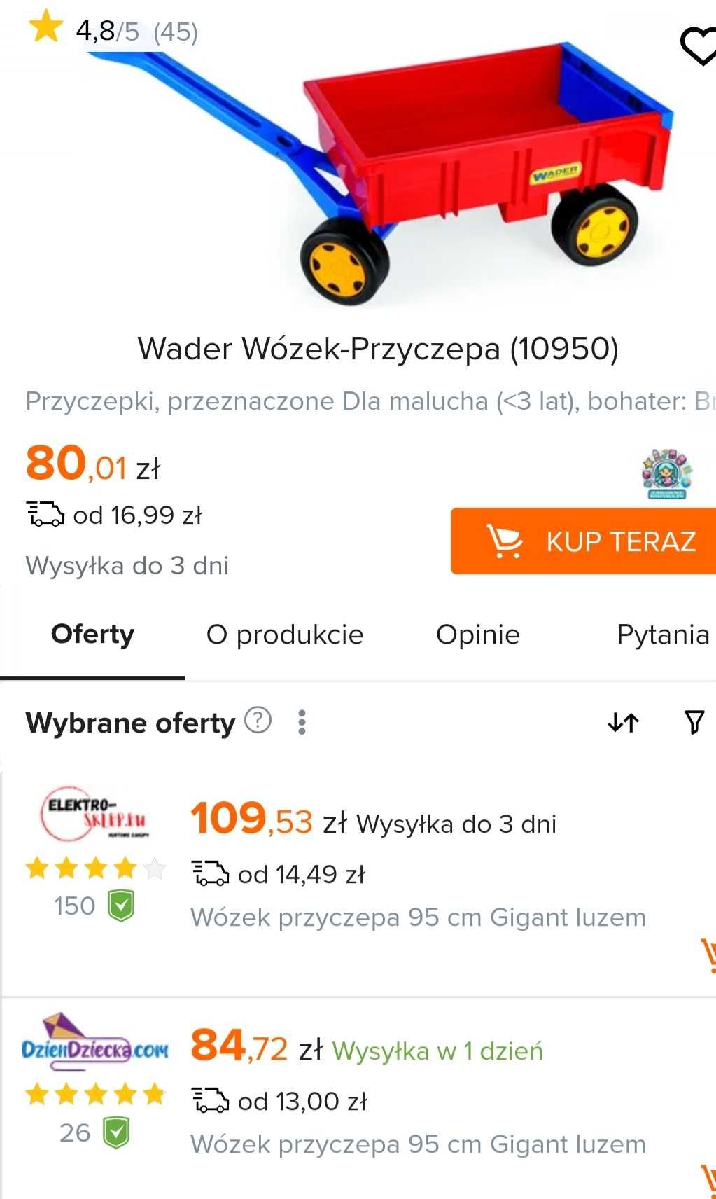 Przyczepa Wader dla dziecka