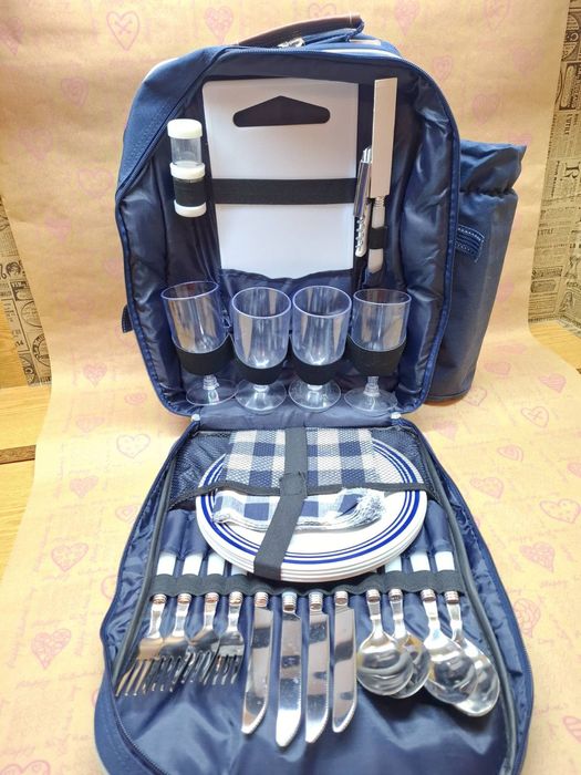 Рюкзак термосумка с термосом и столовыми приборами для пикника и т.д