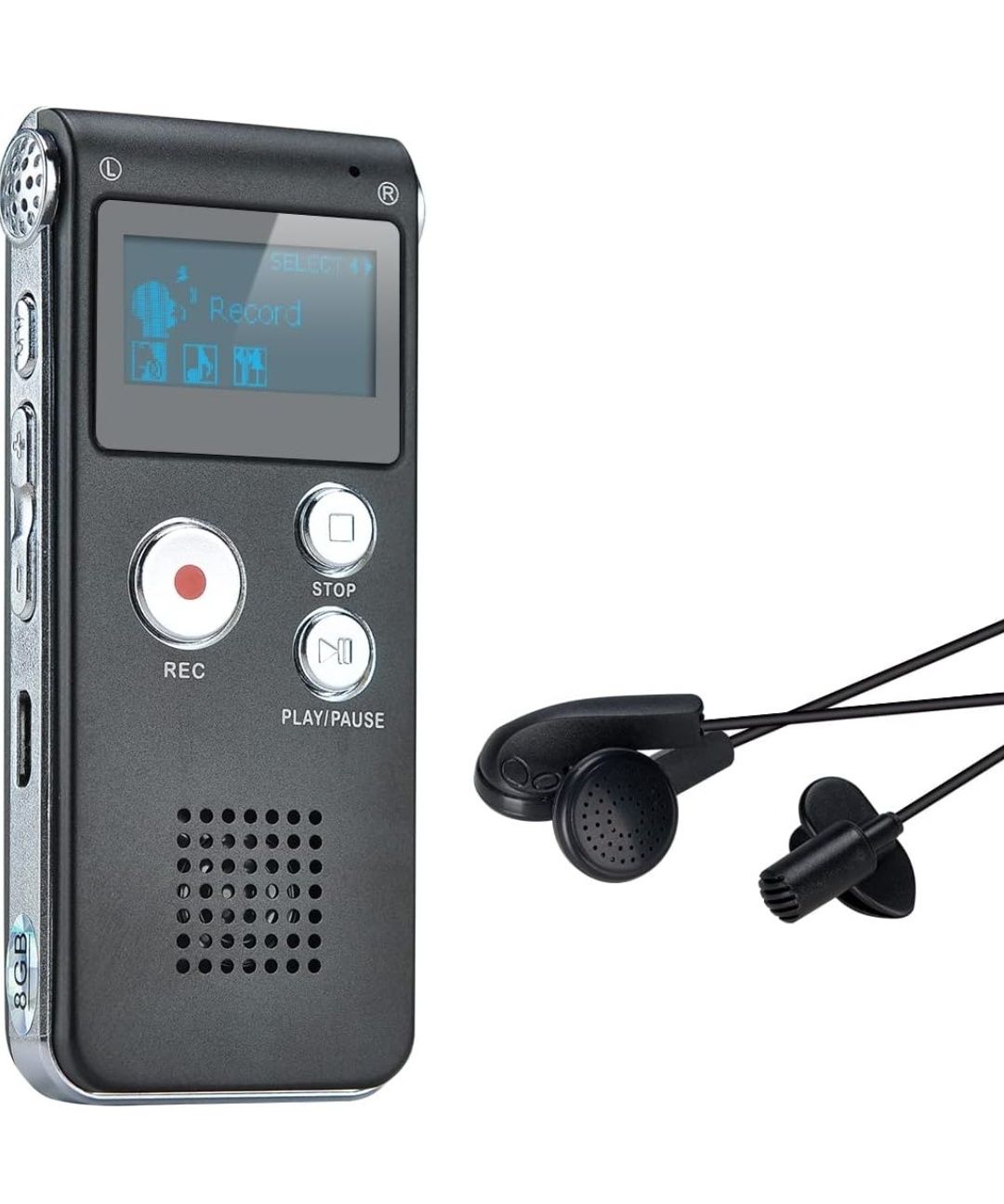Цифровий диктофон, аудіозаписувач COVVY 8 ГБ, цифровий диктофон із фун