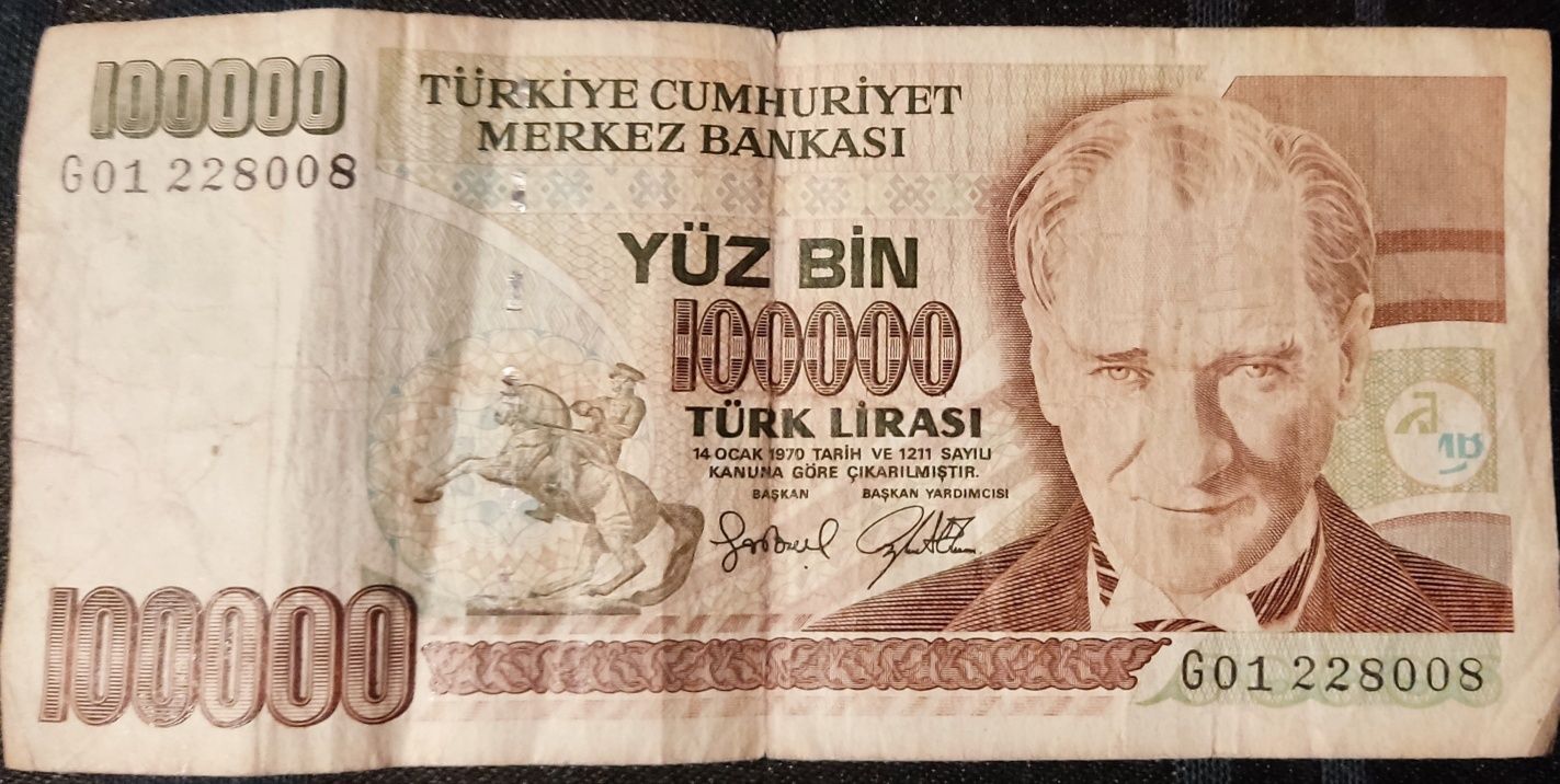 Nota  de 100000 liras turcas de 1970