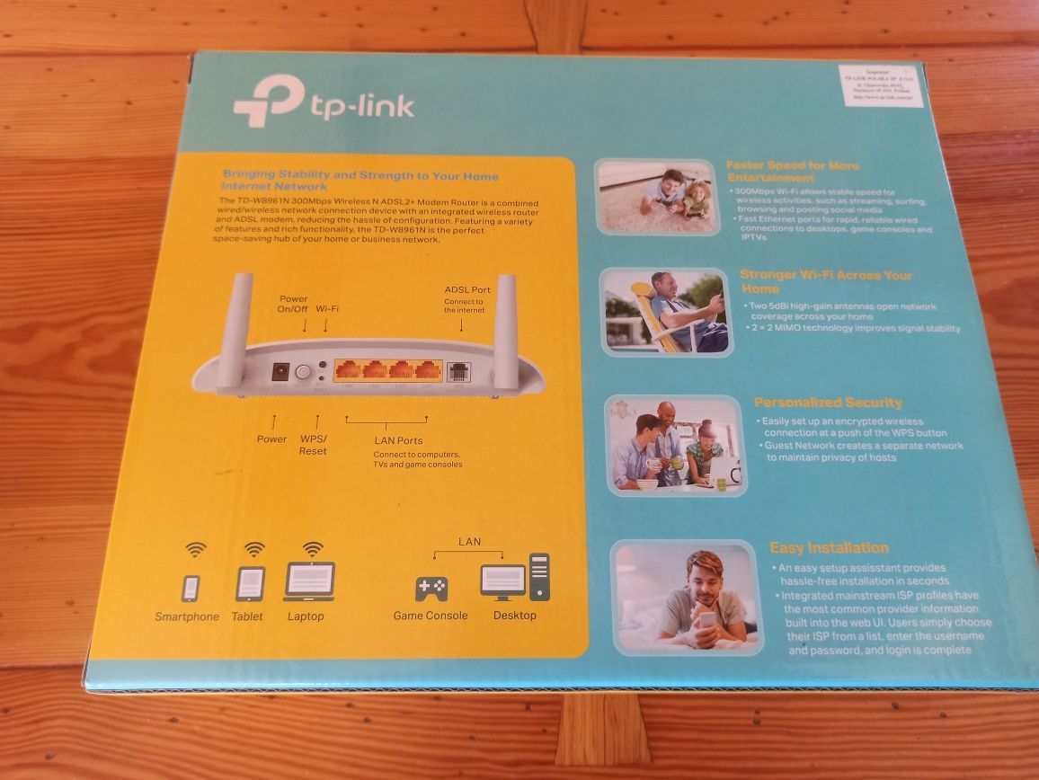 Oryginalny, nowy router Tp-link 300Mbps wireless  ADSL2+ TD-W89961N