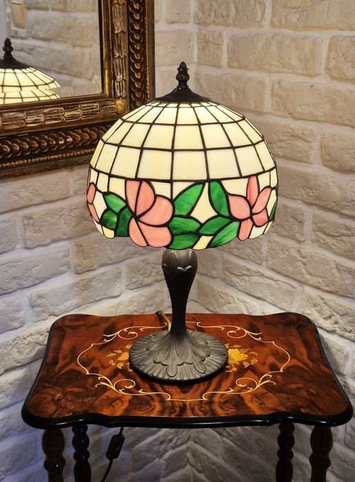 Lampa witrażowa stołowa styl Tiffany wys.47cm vintage