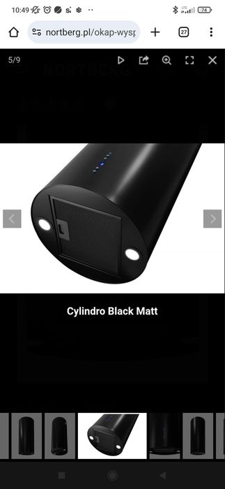 Okap wyspowy Cilindro Black Matt