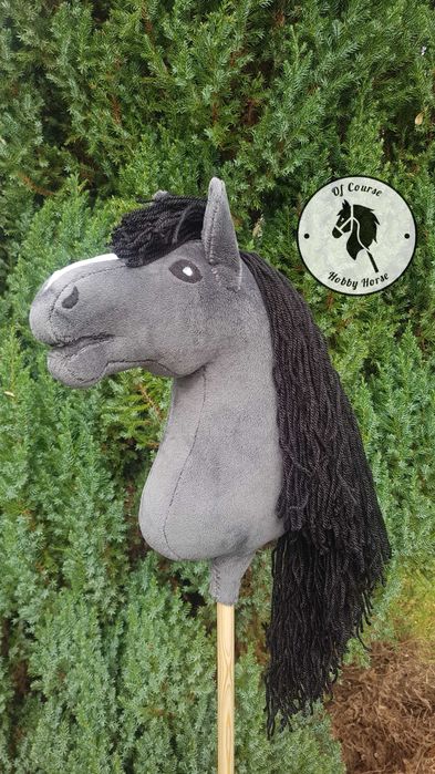 Hobby horse koń na kiju A4 CIEMNO MYSZATY + kantar gratis PROMOCJA!!!