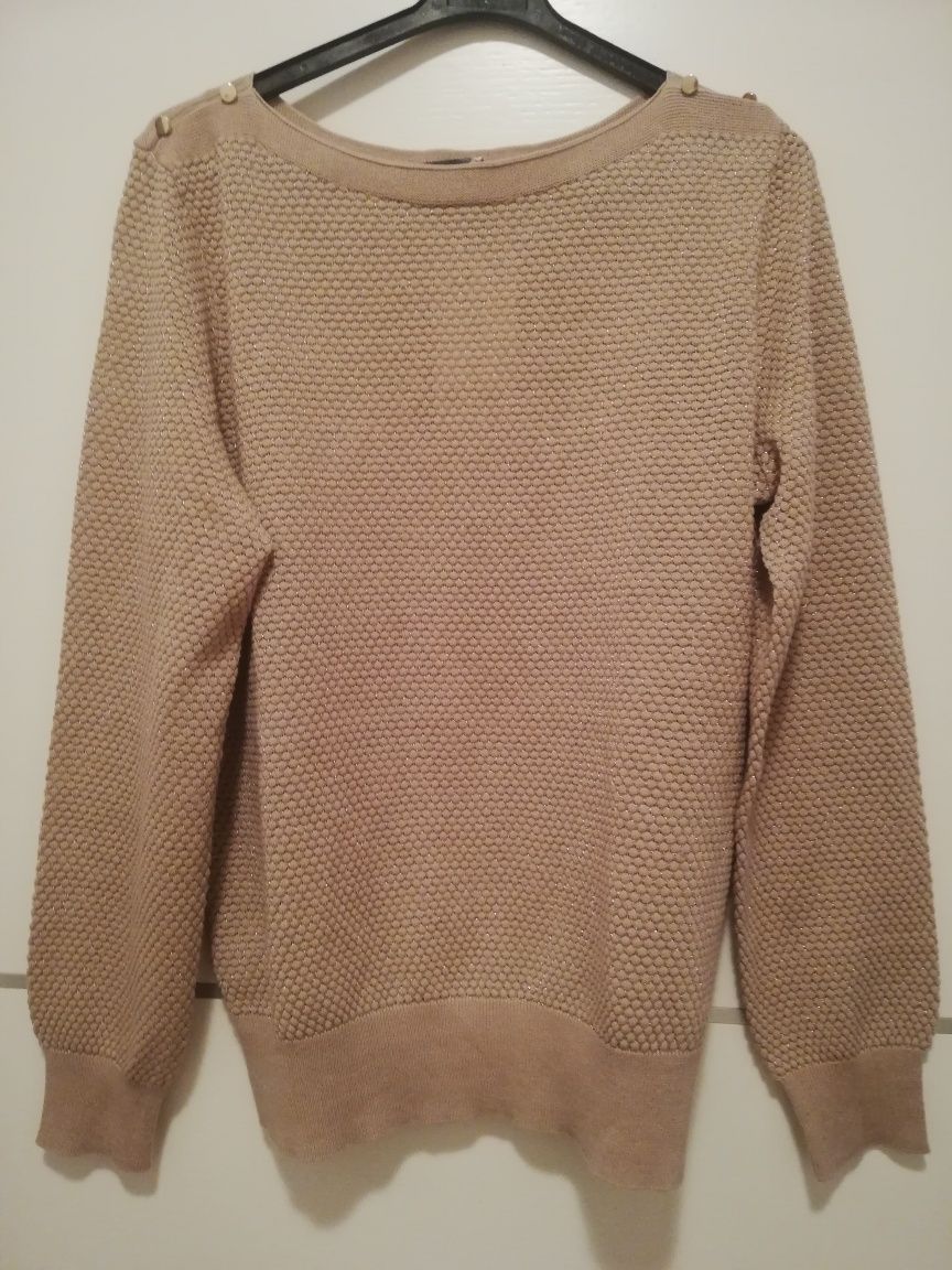 Nowy z metką - Cienki sweterek ze złotą nitką Orsay r. L