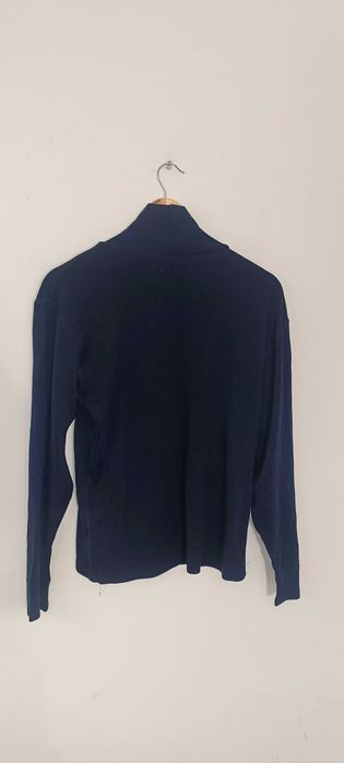 Sweter rozpinany z golfem z wełny z merynosa M granatowy Ulvang