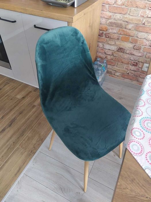Pokrowce na krzesła skandynawskie welurowe ciemna zieleń 4 sztuki