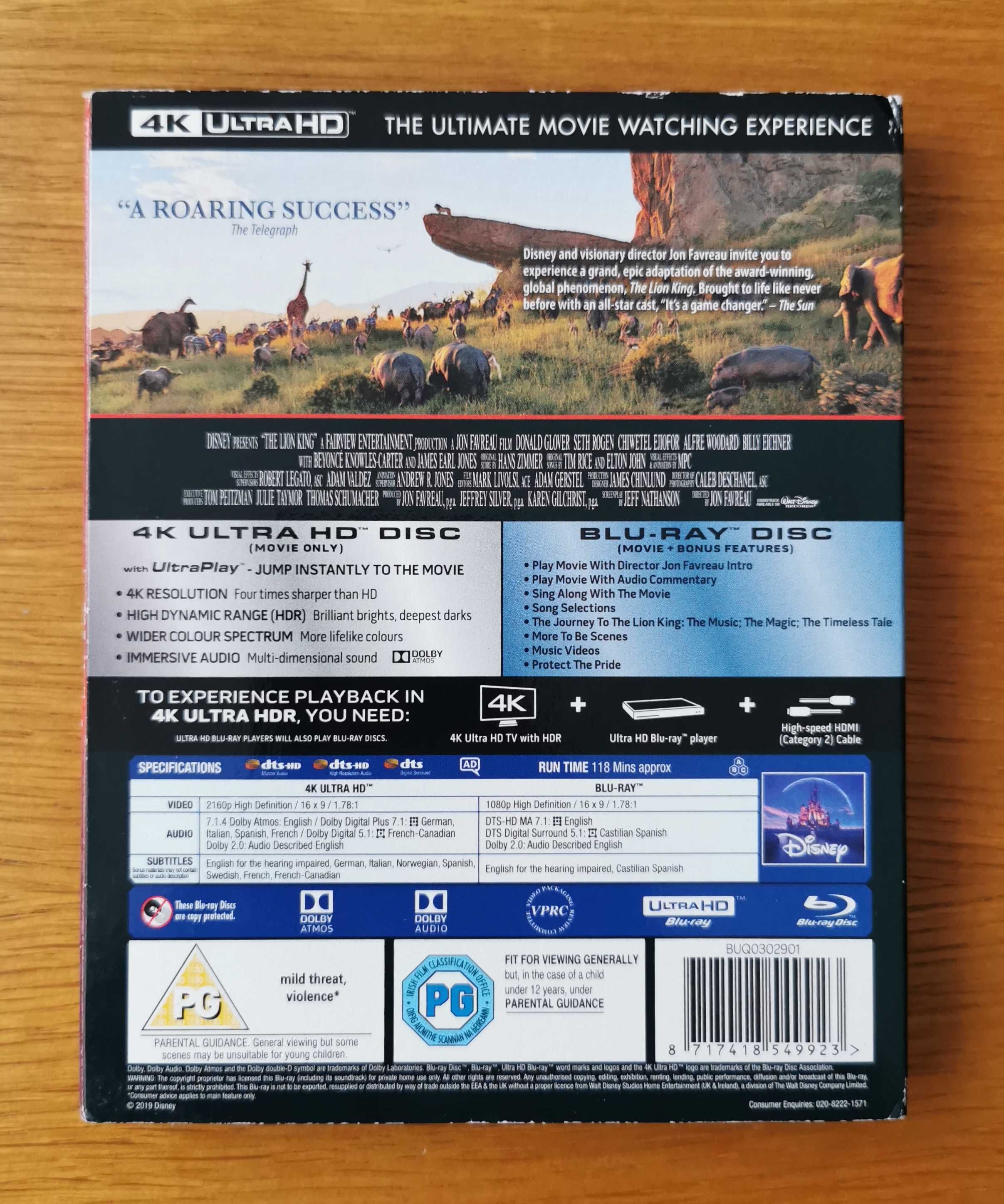 The Lion King 4K UHD (Król Lew) 2x Blu-ray 4K (En) (2019) Disney