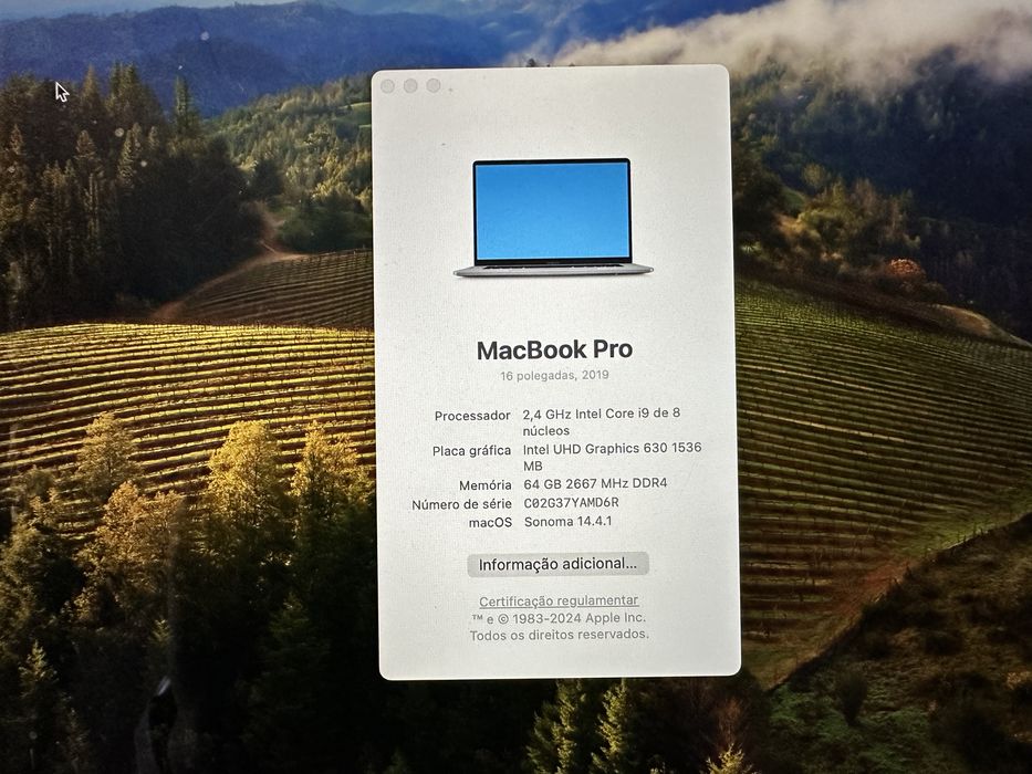 Macbook 16 polegadas 2019 - core i9, 64Gb RAM