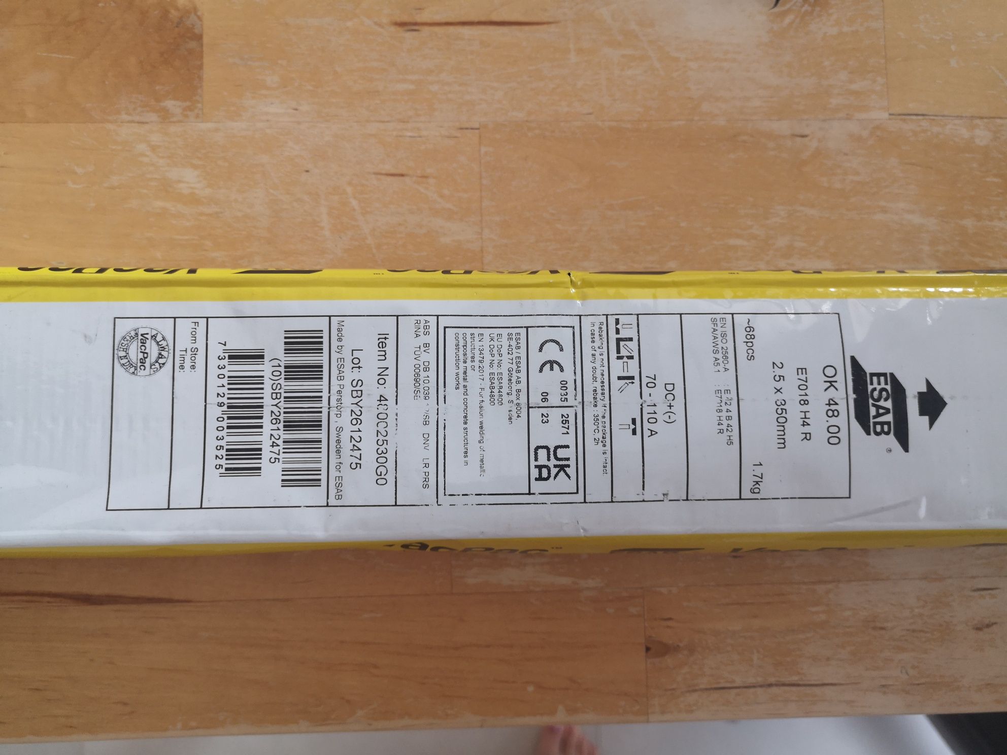 Elektroda OK 48.00 fi 2,5 x 350mm ESAB, E7018 H4 R, 68 sztuk