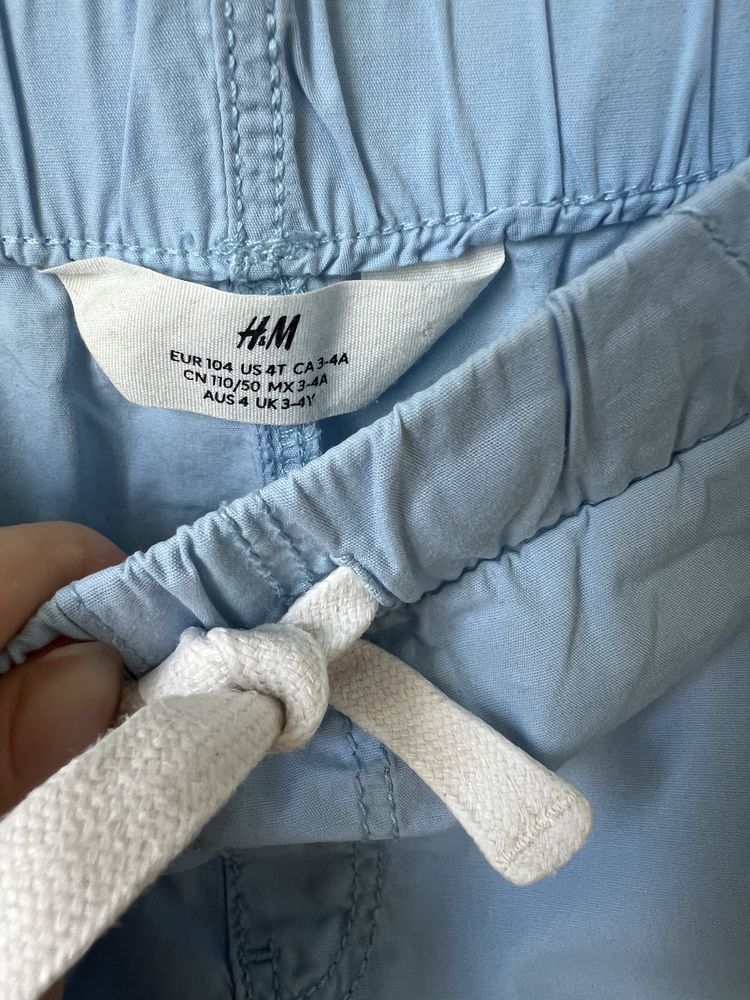 Szorty H&M dla chłopca niebieskie spodenki na lato bawełna 104 cm