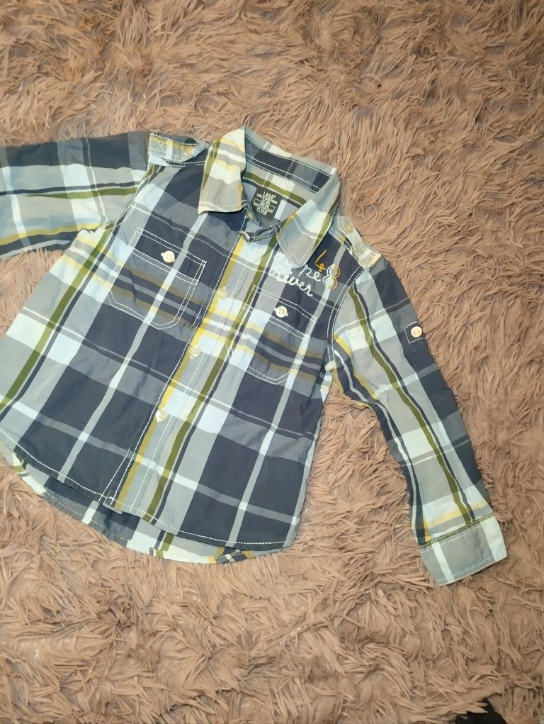 Bawełniana koszula w kratę dla chłopca 98