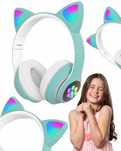 Słuchawki bezprzewodowe bluetooth kocie uszy miętowe prezent szkoła