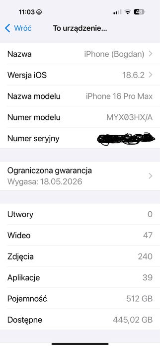 iPhone 16 pro max na gwarancji