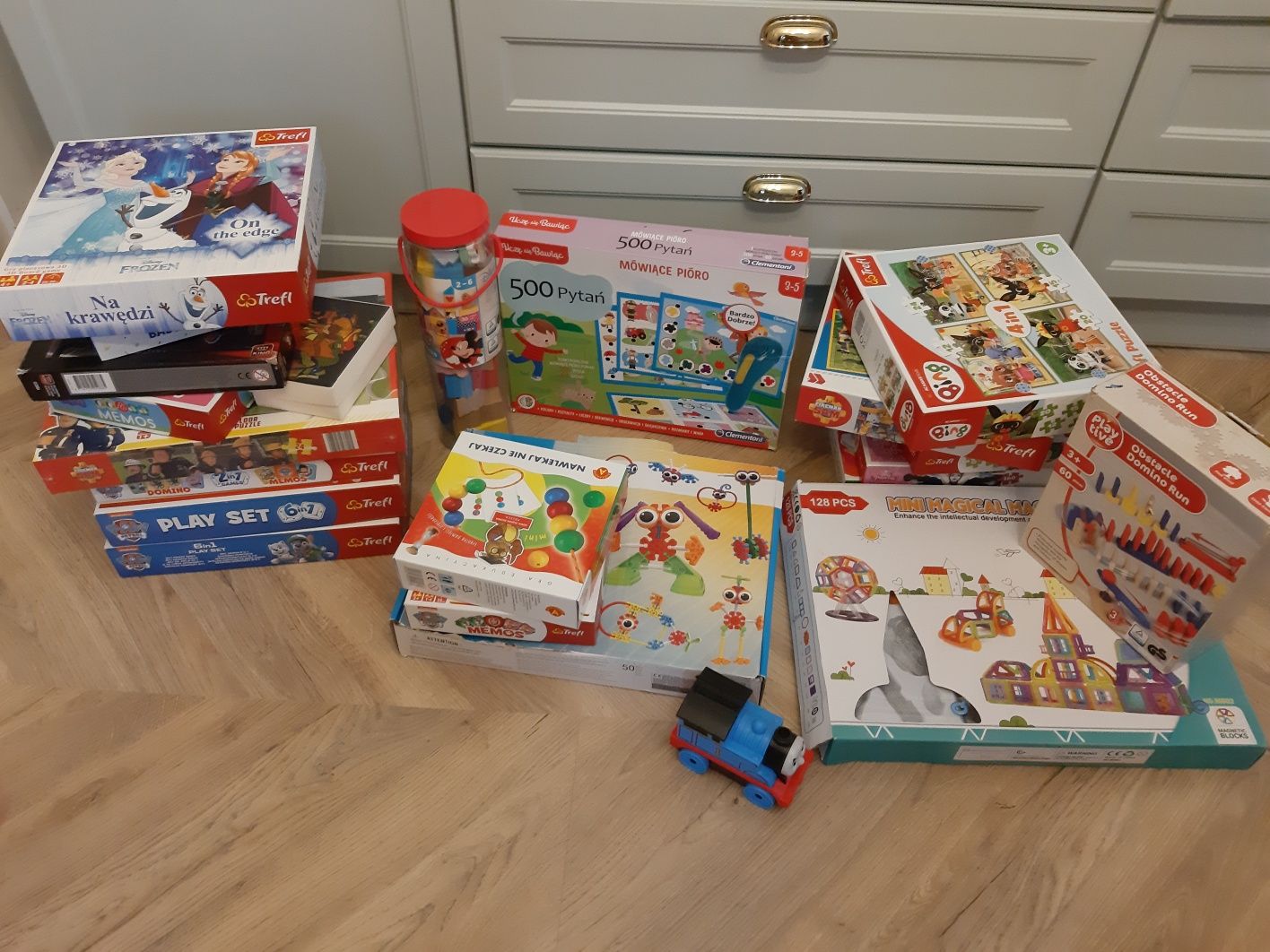 DUŻY zestaw gry, puzzle, klocki, układanki