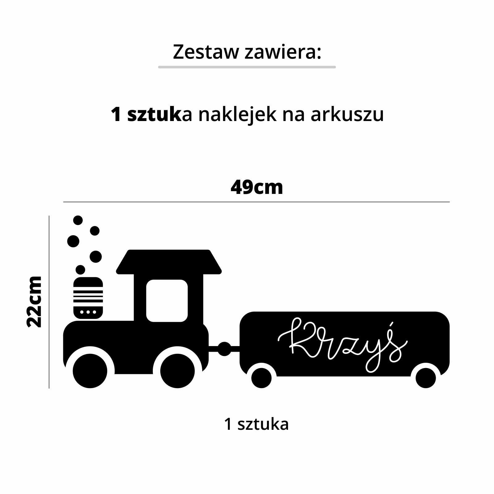 Naklejki ścienne na ścianę dla dzieci pociąg, wagon, imię