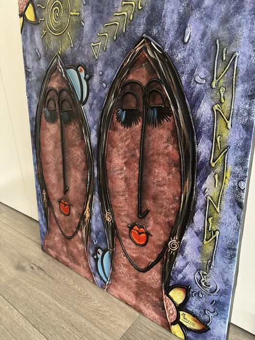 Quadro Tela pintura à mão em relevo