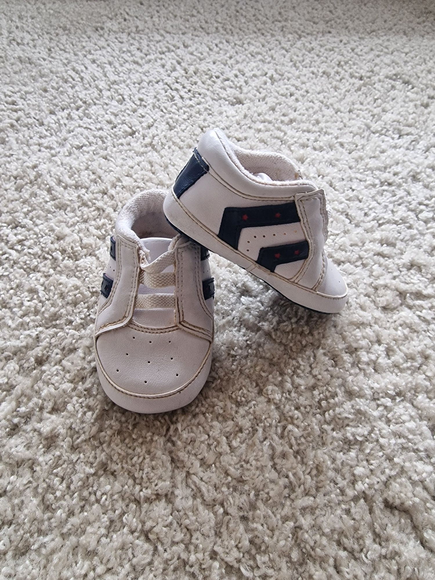 Buty niemowlęce białe adidasy granatowe 16