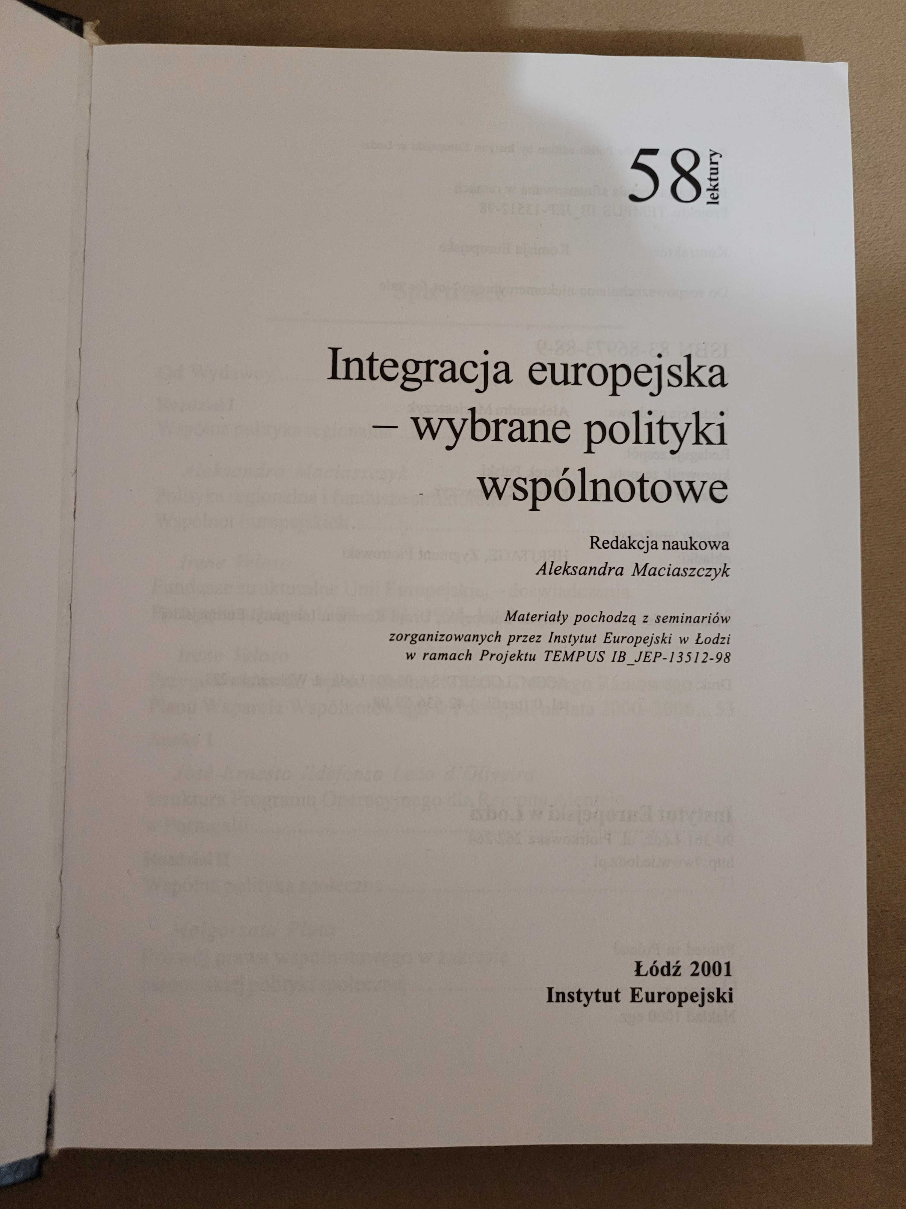 Książka Integracja Europejska - wybrane polityki wspólnotowe